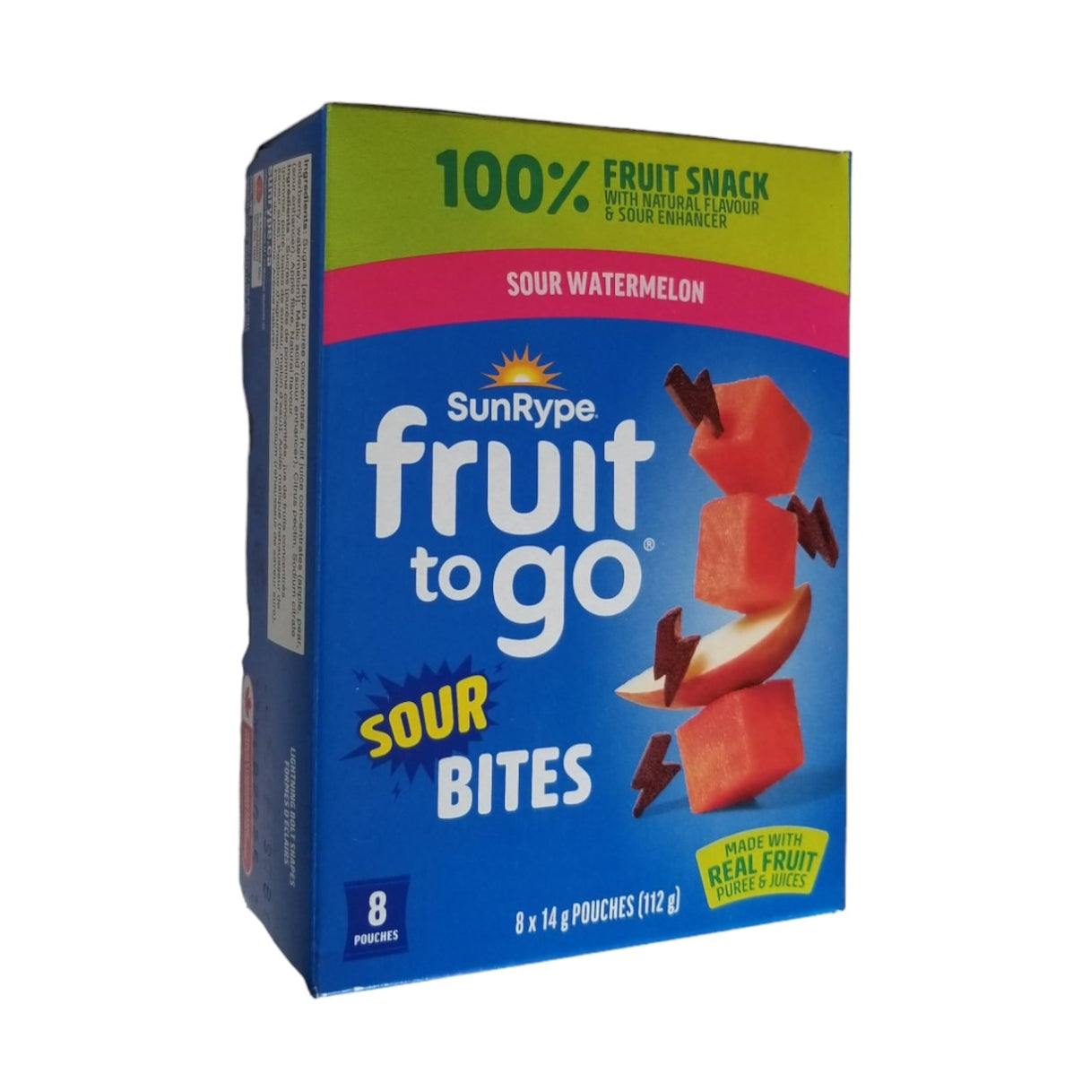 SunRype Fruit to Go Sour Bites, Sour Watermelon, 8 pouches x 14g, 112g/4 oz. Box